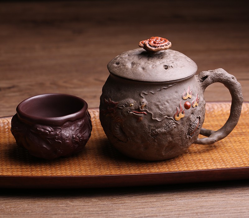 汉宫宜兴紫砂主人杯苍龙杯单杯全手工名家徐海龙品茗杯泡茶杯盖杯高端