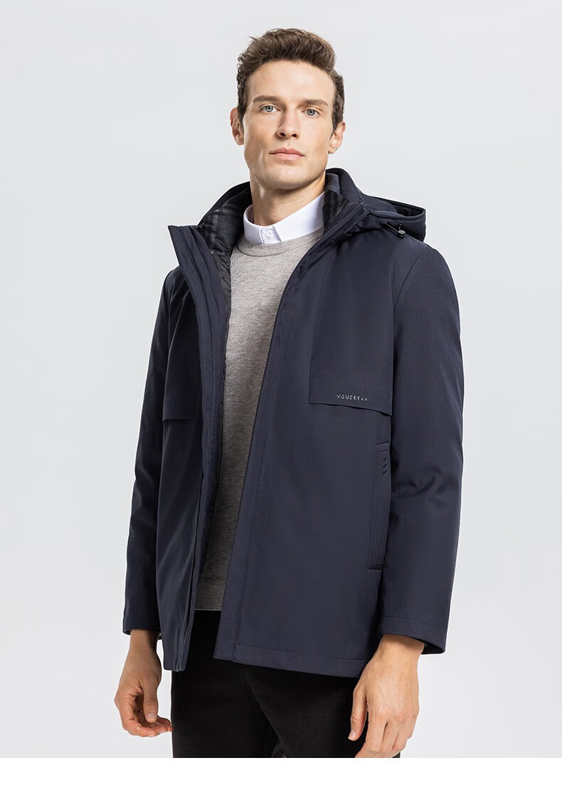 SHANSHANSHANSHAN Detachable Liner 3-in-1 Men's Goose Down Mid-Length Thickened Warm Dad Jacket 5