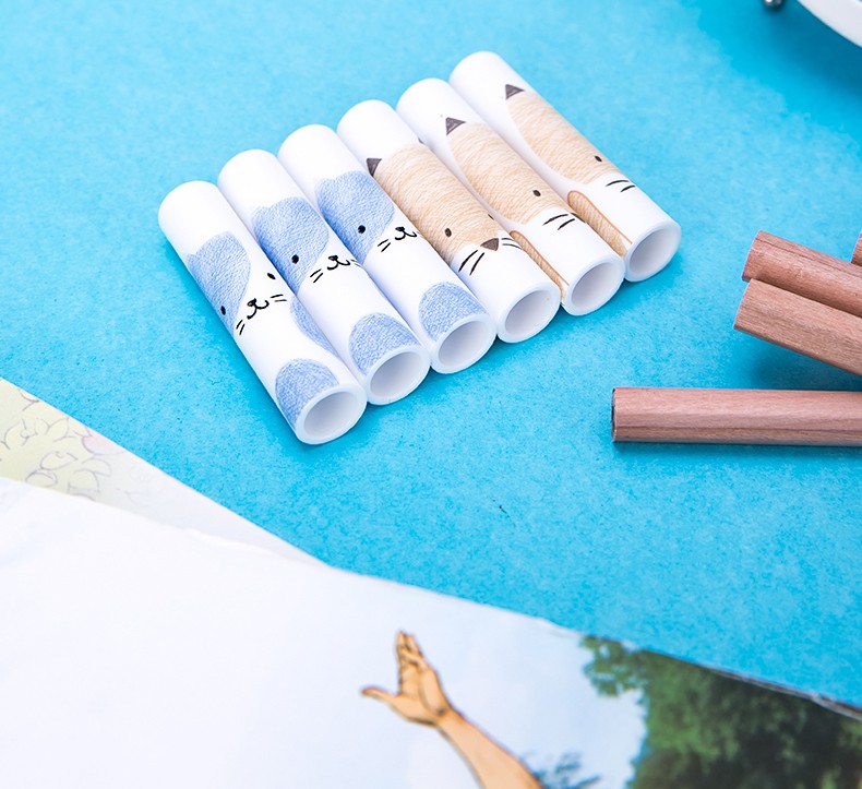 得力(deli)可爱卡通握笔器铅笔盖保护帽小学生笔帽儿童用铅笔套 四