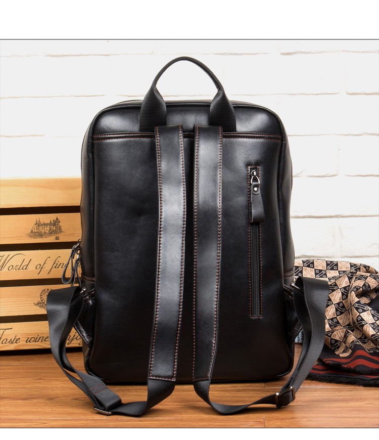 viviannestyle品牌双肩包男头层牛皮大容量背包多功能休闲商务电脑包