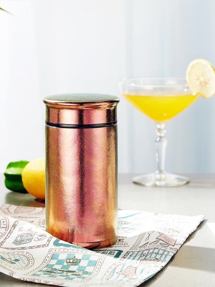 taic太可钛度汤优杯双层真空纯钛杯保温杯大容量汤杯超轻便携纯钛水杯