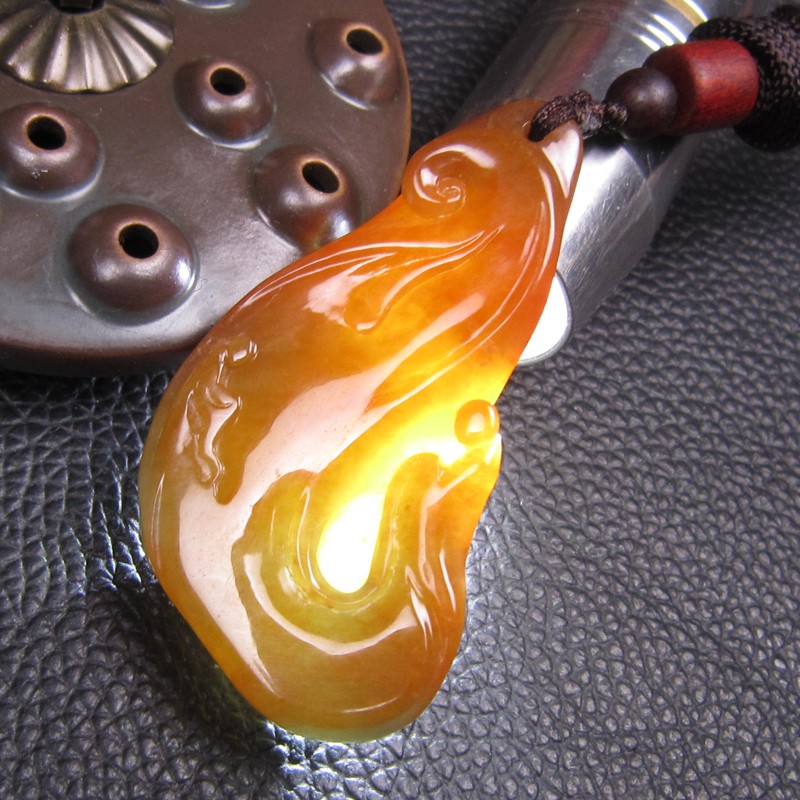 翡翠玉黄翡悟道玉吊坠男玉挂件男玉项坠男玉石玉坠玉挂坠埃曼森配证书