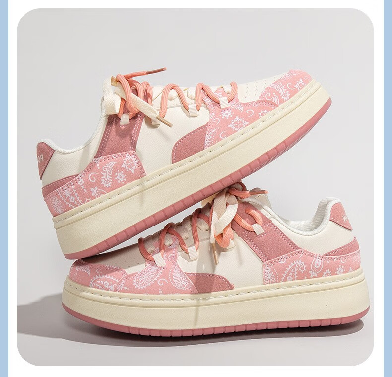 回力女鞋少女樱花粉小白鞋女2022年秋冬新款超火ins潮流百搭休闲厚底