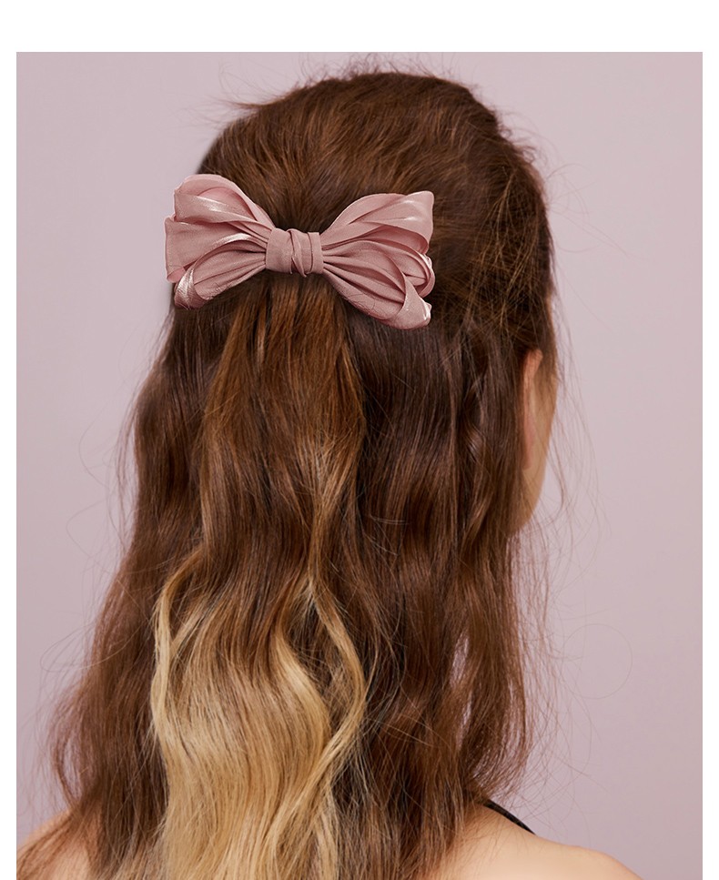 皇家莎莎纯色手工蝴蝶结侧夹边夹盘头发饰网红少女感送妈妈礼物粉色pi