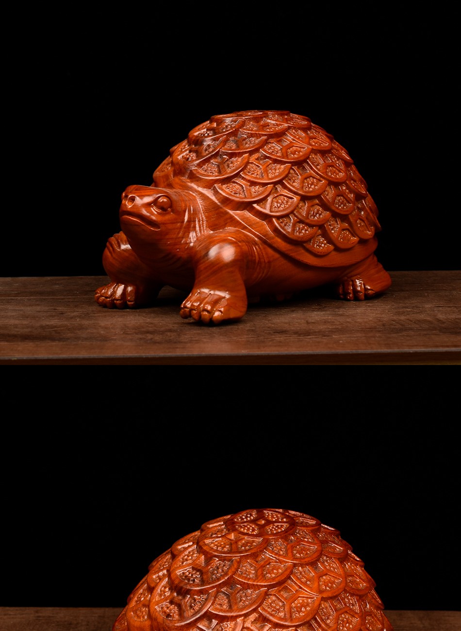 御木轩花梨木雕金钱龟摆件实木八卦乌龟家居玄关装饰招财工艺品开业