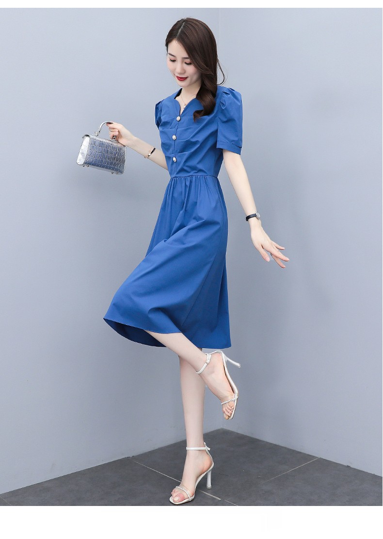 牧丽卡mulika小个子连衣裙气质休闲收腰短袖法式夏季凉快裙子清爽薄