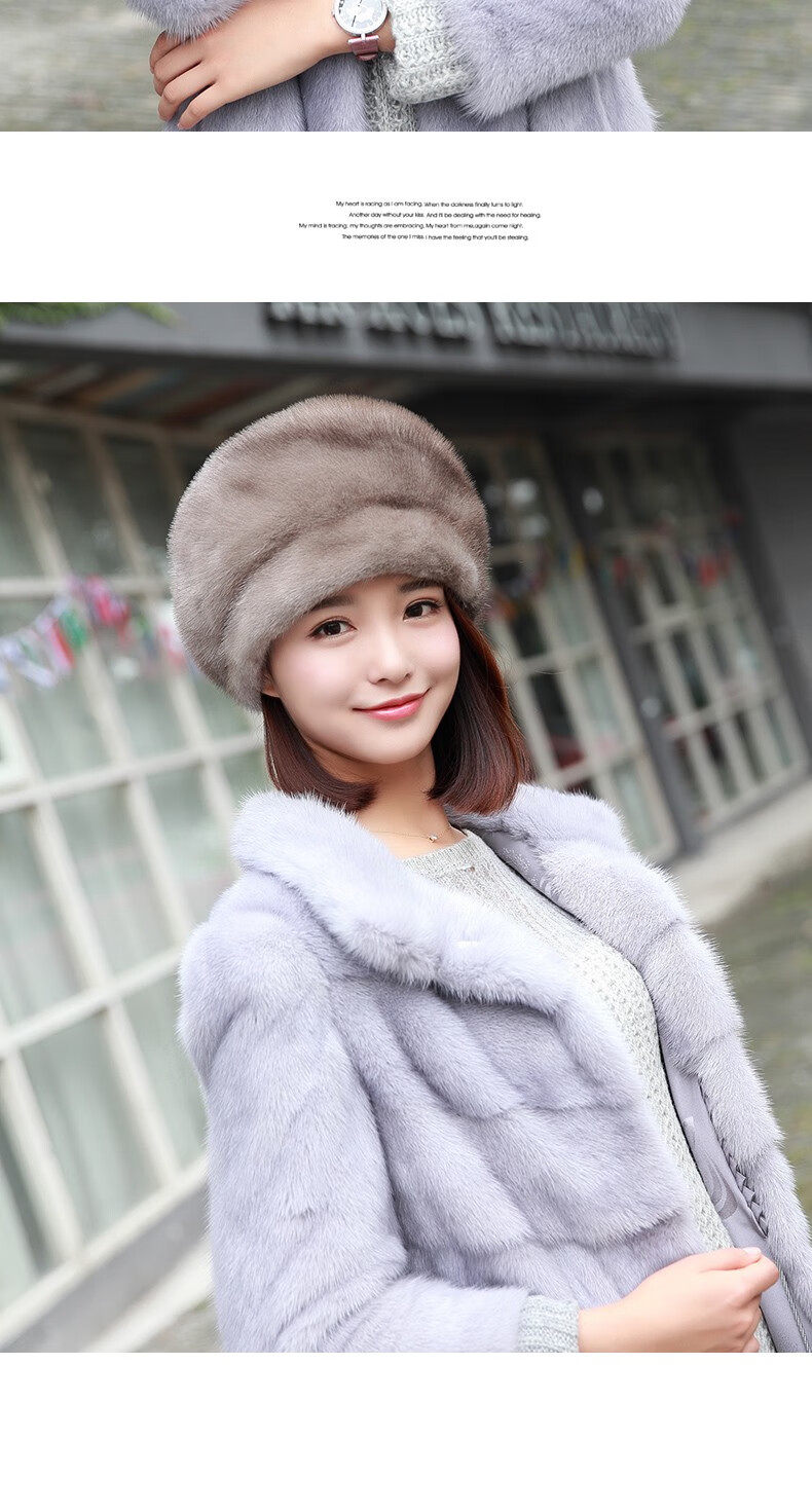 aofanlei品牌貂皮草帽子女士冬季护耳加厚保暖整貂高顶贝雷帽女神范