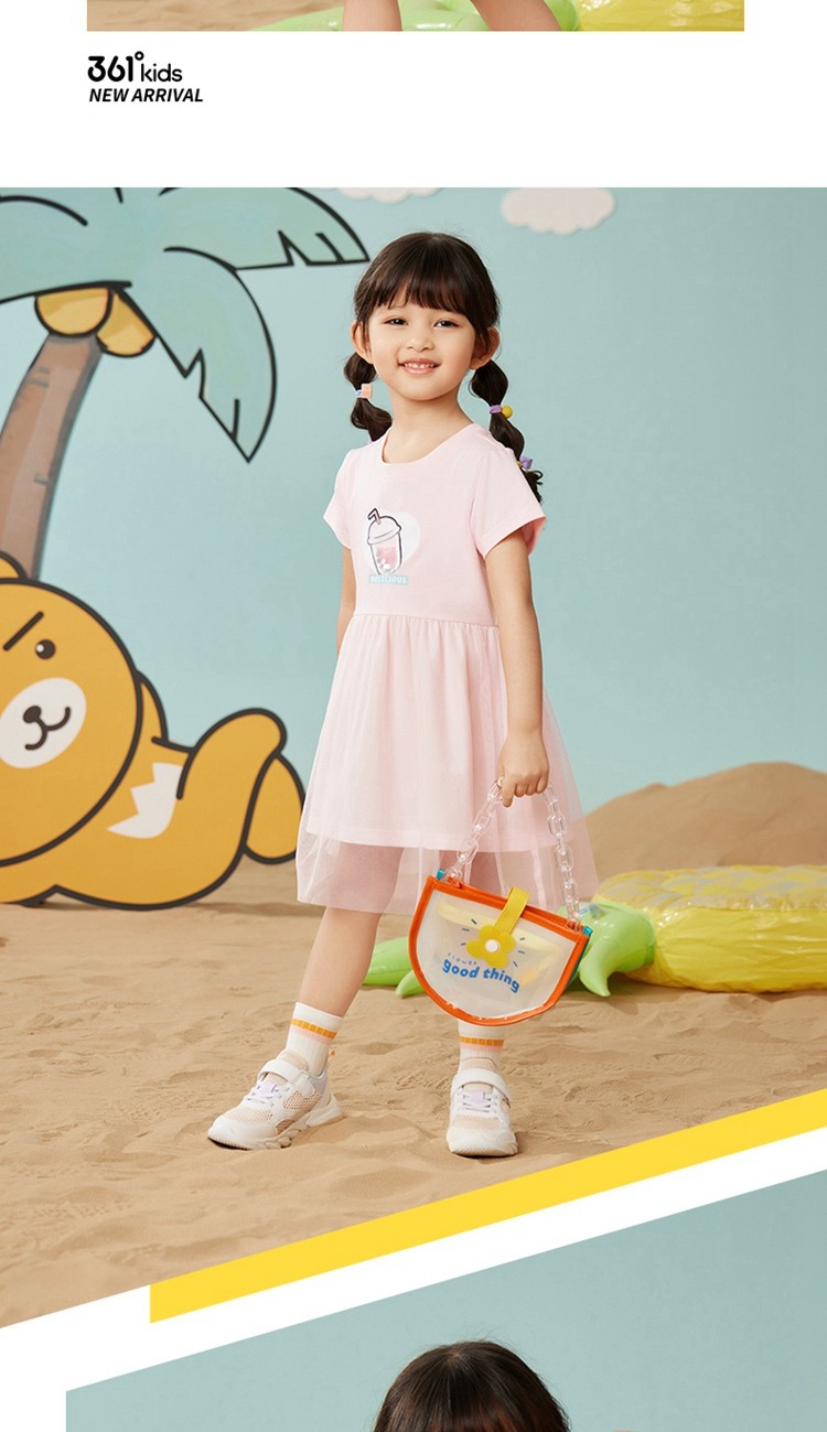 361度童装女童针织连衣裙2022夏季新款小童透气儿童连衣裙儿童节礼物