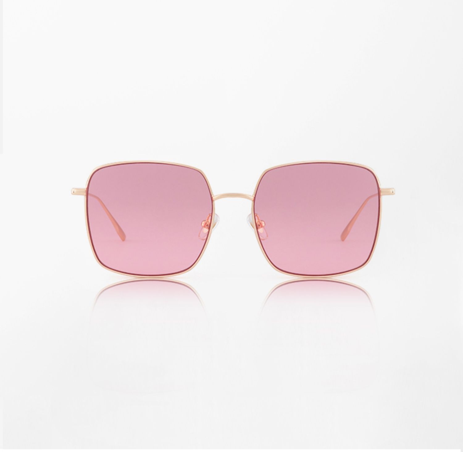 风防紫外线太阳镜大框粉色尼龙镜片显脸小装饰镜网红街拍眼镜金框绿片