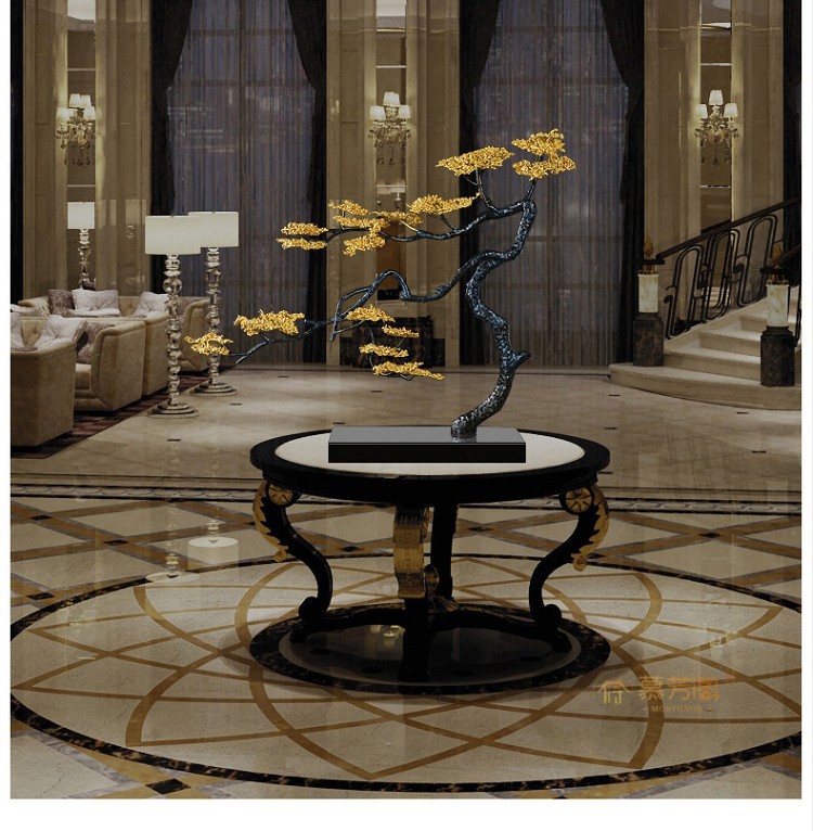 慕芳阁纯铜迎客松摆件铜松树工艺品家居酒店大堂客厅玄关装饰品高档