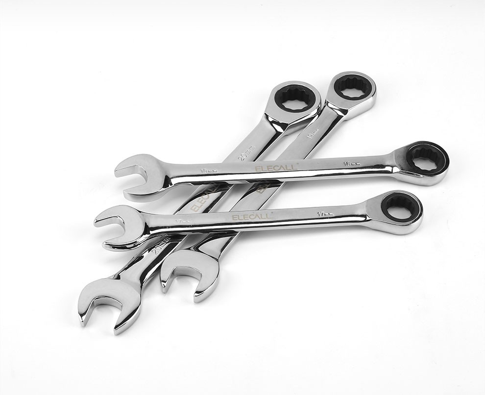 伊莱科(elecall)梅开两用扳手 固定头棘轮扳手 梅花开口扳手 快速自动