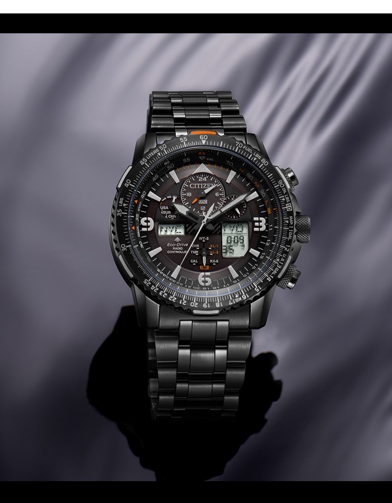 西铁城citizen空中之鹰系列多局电波运动时尚男表多功能防水计时腕表