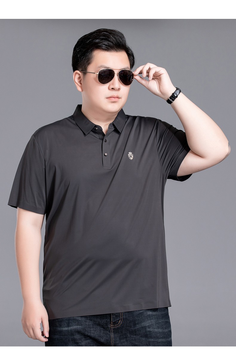 胖大潮大码男装短袖t恤胖子加肥加大polo衫男士宽松休闲肥佬冰丝翻领