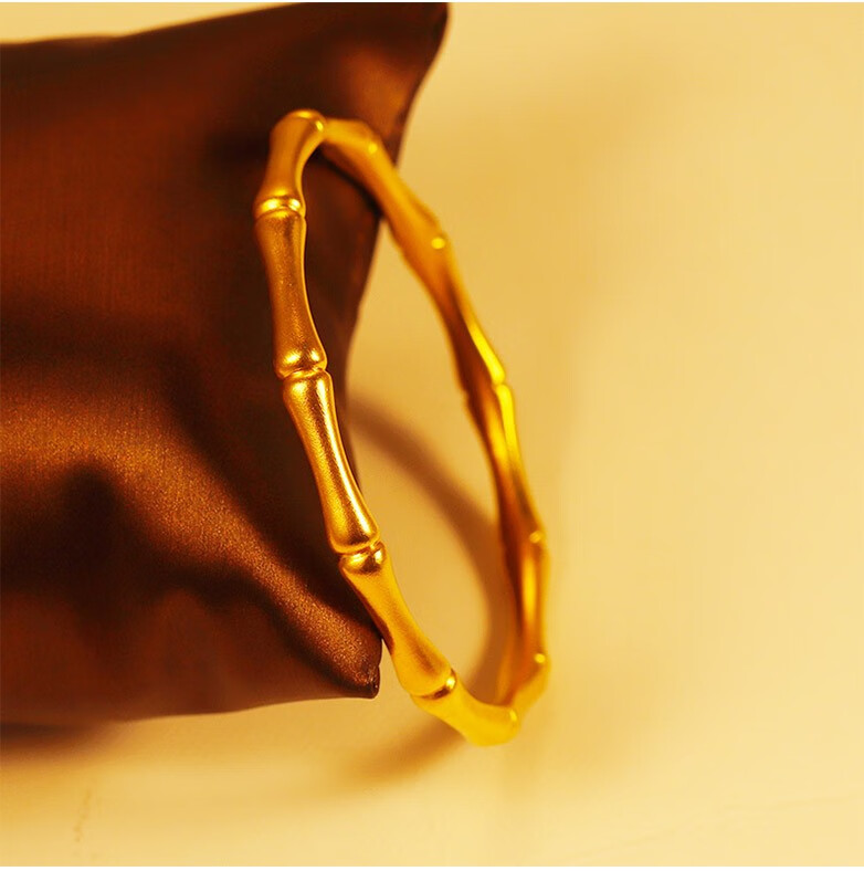 涵琪珠宝古法足金999竹节实心手镯古法金镯子送母亲送爱人黄金手镯