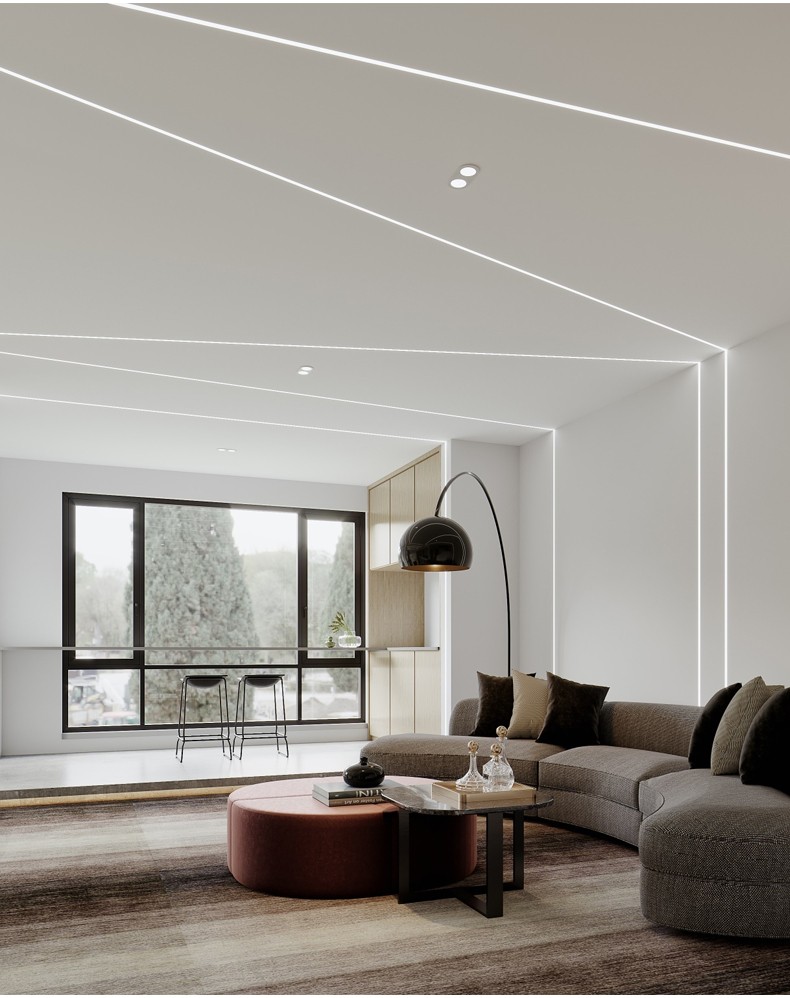 槽客厅吊顶铝合金线条灯带线性灯铝槽20mm10mm带边款1米铝槽高显灯带