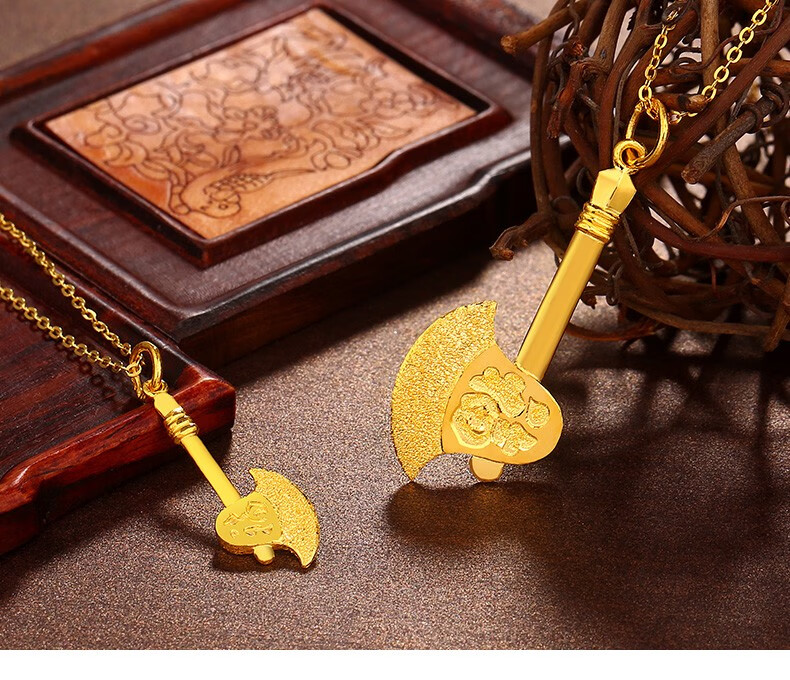 百泰首饰足金999黄金吊坠女福字项链坠斧头挂坠男生日礼物235g