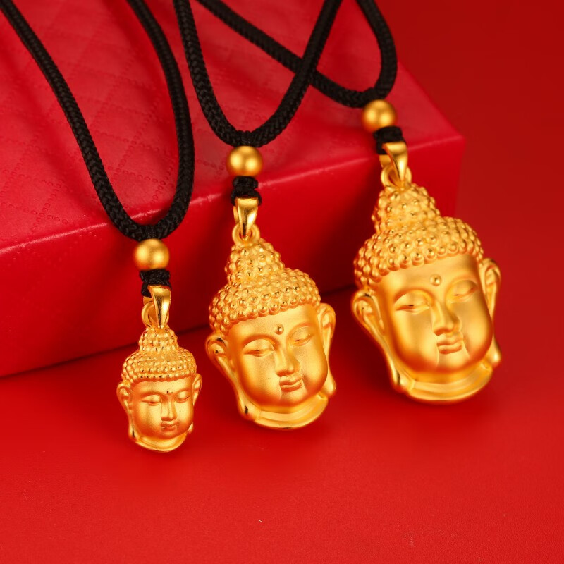 老·凤·祥款珠宝 黄金999佛头吊坠女如来挂坠3d硬金素金佛像新款