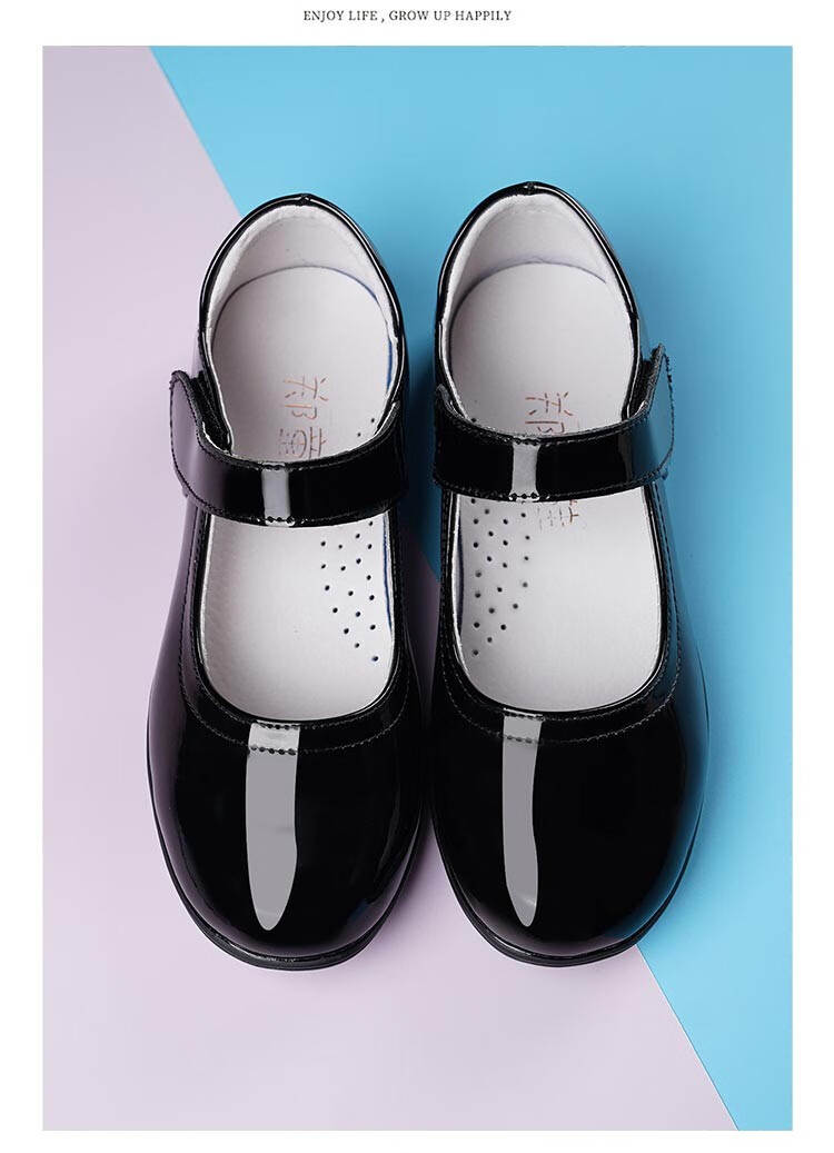 郑童鞋女童黑色皮鞋真皮公主鞋单鞋儿童春秋牛皮软底黑色学生童鞋女