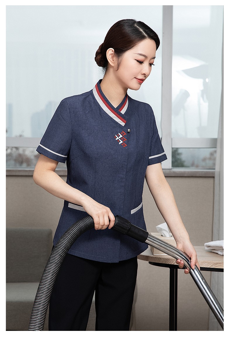 工作服饭店宾馆客房小区物业保洁服短袖清洁大姐套装定制logo 女士