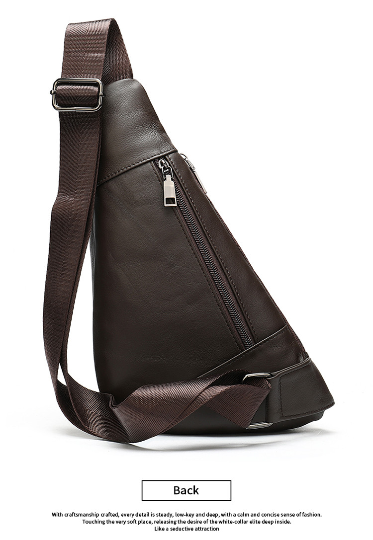 卡特雷斯个性男士胸包日韩创意软皮三角包休闲运动胸前挎包潮咖色均码