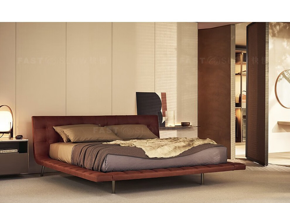 快慢 意大利poliform现代简约真皮床宝利丰大平层主卧悬浮床 poliform