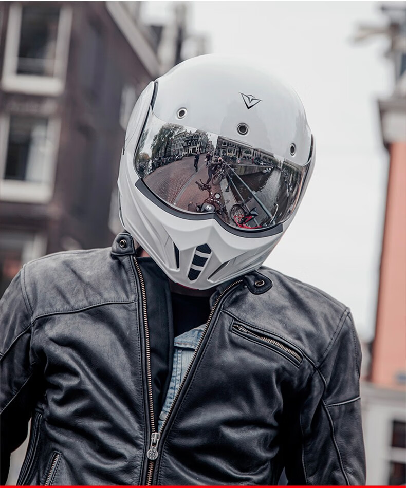 beon后空翻揭面盔男女摩托车头盔机车防雾全盔双镜片四季安全帽哑黑白