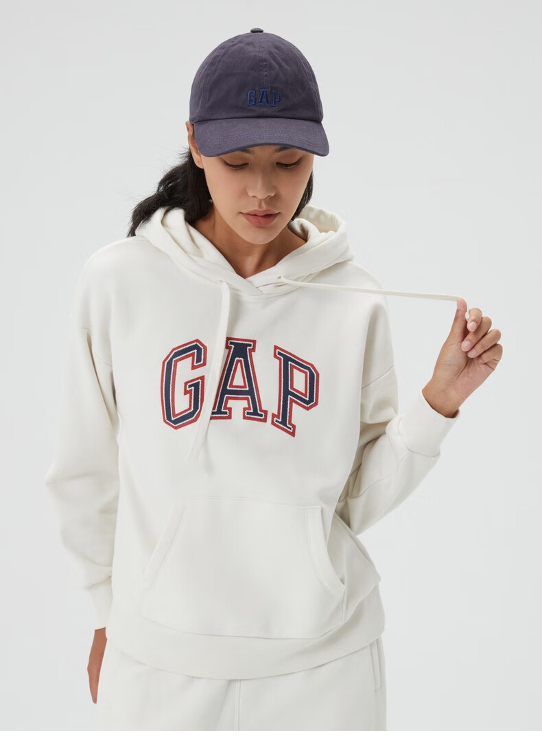 gap女装logo活力碳素软磨抓绒卫衣445804秋季2022新款运动连帽衫 冰