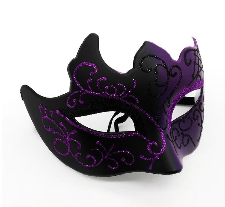 派对酒吧化妆舞会面具平头半脸喷漆彩绘眼罩威尼斯男女士金粉塑料喜