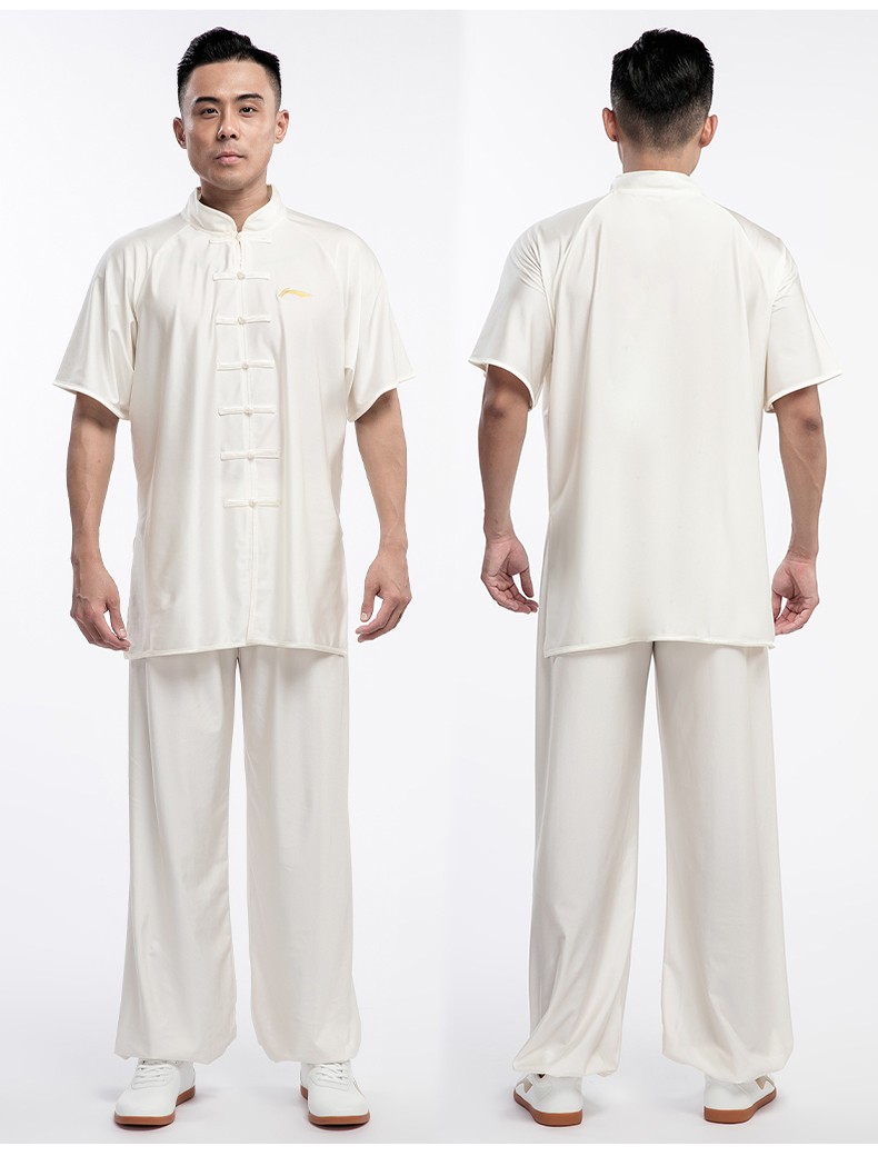 李宁(li-ning)太极服 夏季新款短袖武术服清凉透气专业比赛表演服太极