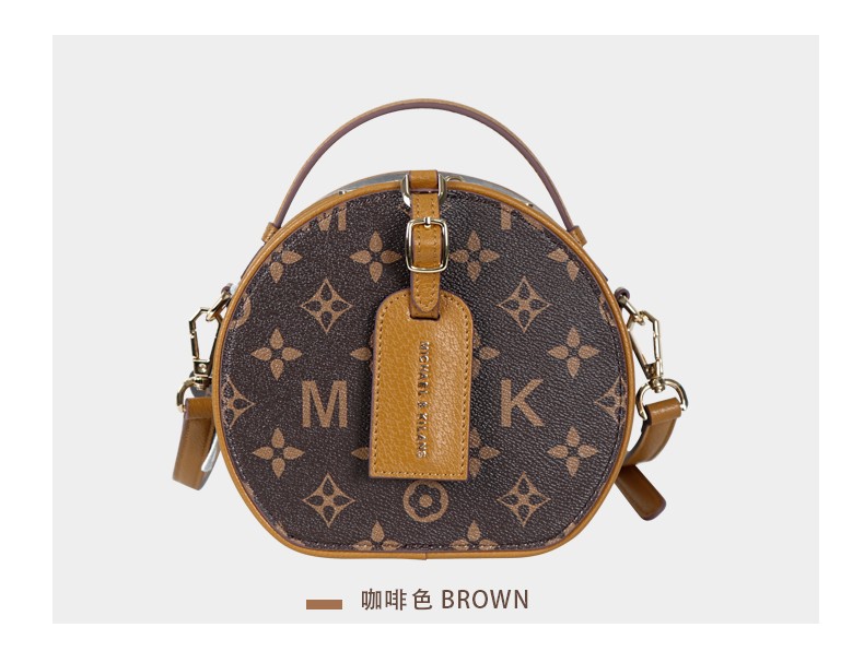 michaelkilans品牌奢侈品包包女包新款单肩包复古印花圆饼斜挎包女包