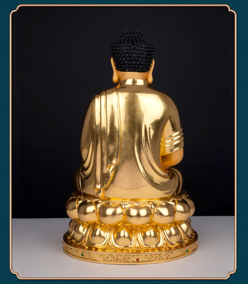 圆通佛具阿弥陀佛佛像台湾纯铜贴真金释迦牟尼佛像药师佛像摆件48厘米