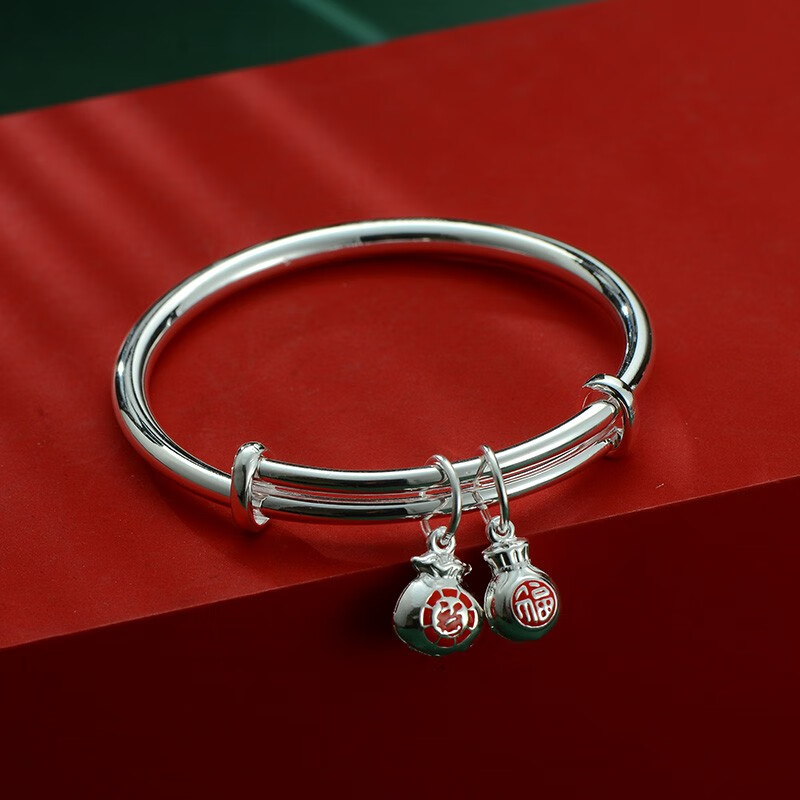 泰光银楼足银999儿童银手镯男童女童小孩银镯子宝宝婴儿小学生银首饰