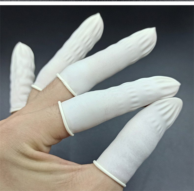 木杰白色乳胶一次性手指套劳保耐磨防滑电子工业无尘车间净化防护指套