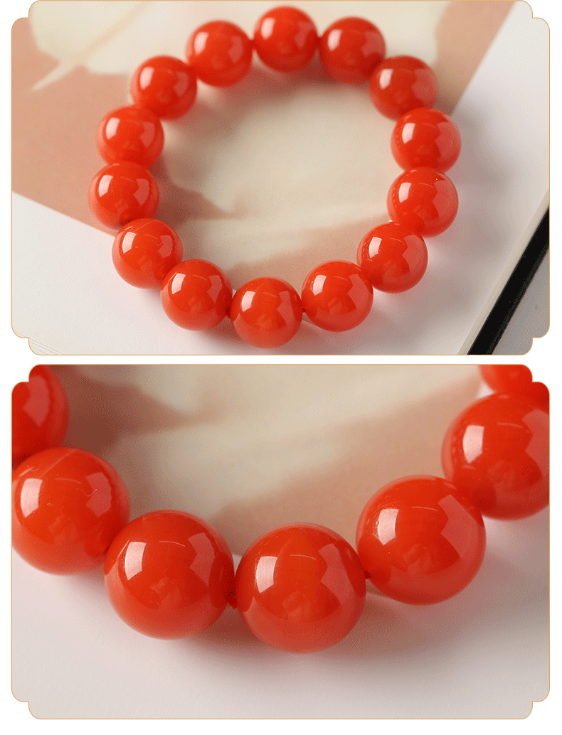 钶洛迪雅天然川料凉山南红樱桃红毕业级满色满肉色泽水嫩手串男女