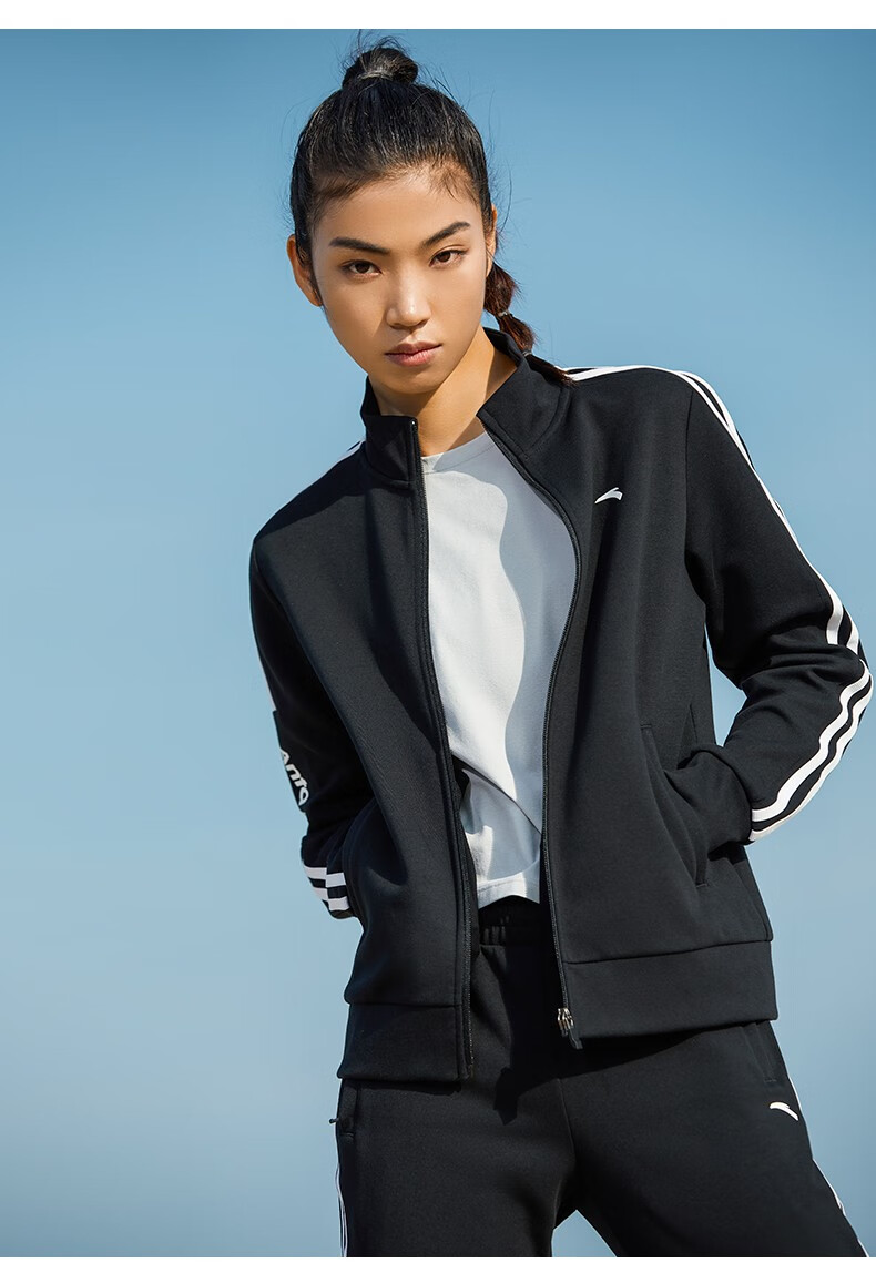 商场同款安踏运动外套女立领针织开衫上衣休闲夹克2022春季新款官方