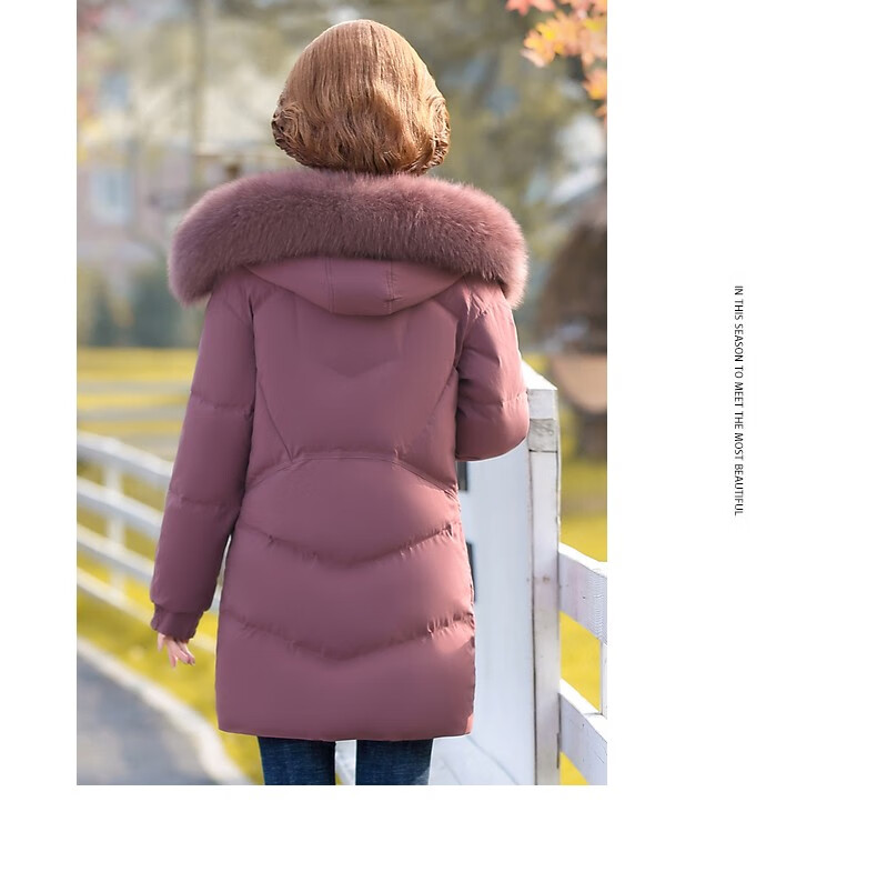 QIUFULUO Women's Winter Warm Down Cotton Jacket for Middle-aged and Elderly Women 50-60 Years Old, Premium Elegant Red Coat 25
