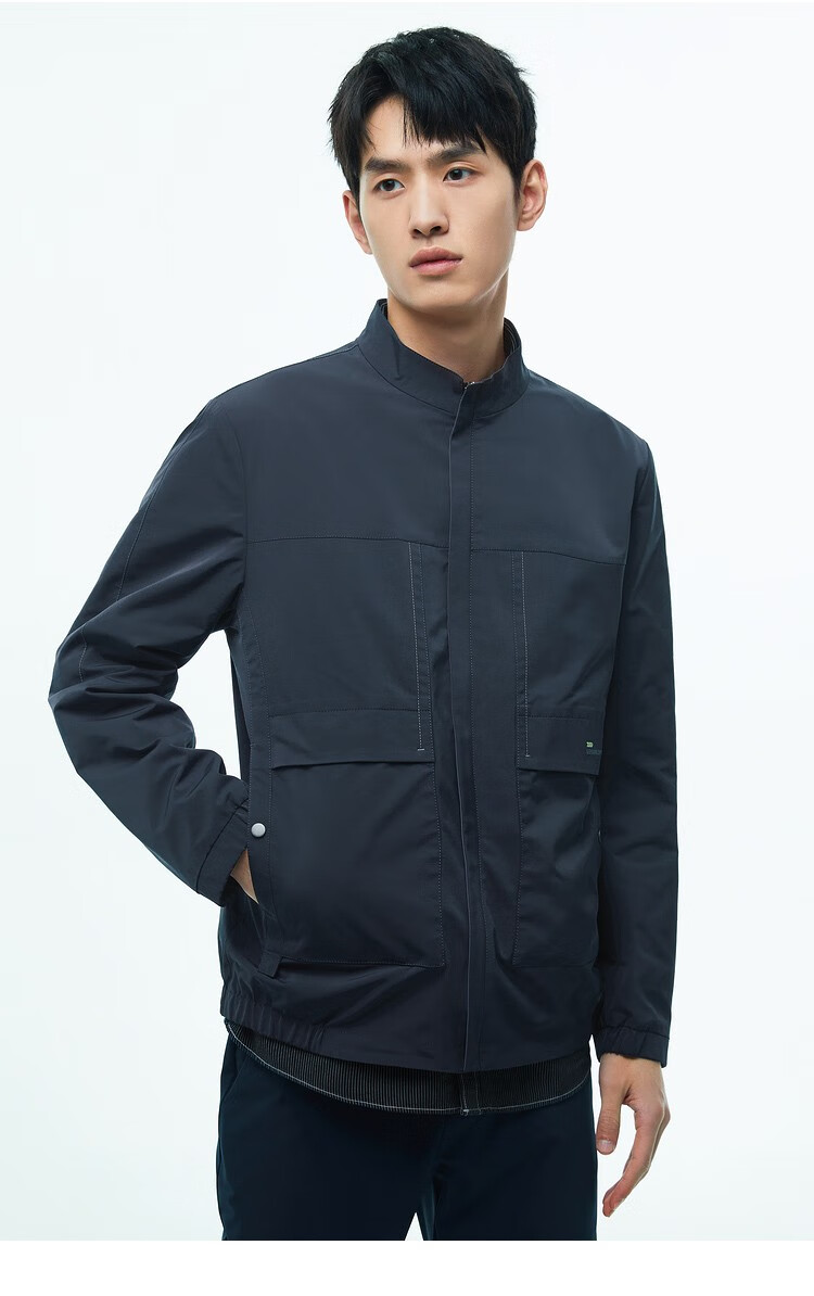 hla海澜之家周杰伦同款夹克男2022春季新品双面穿系列撞色镶拼外套男