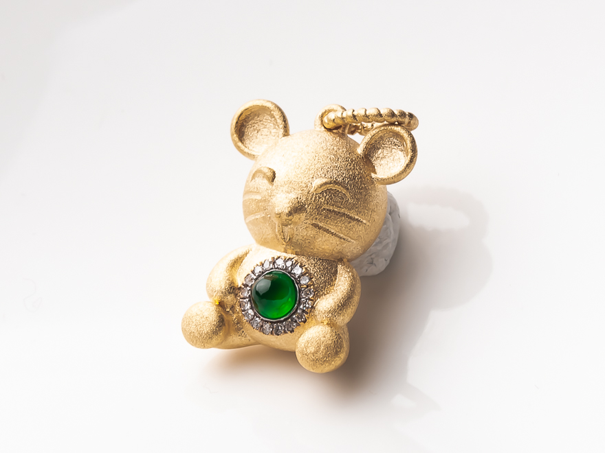 冰芝玉翡翠珠宝18k金小老鼠248g