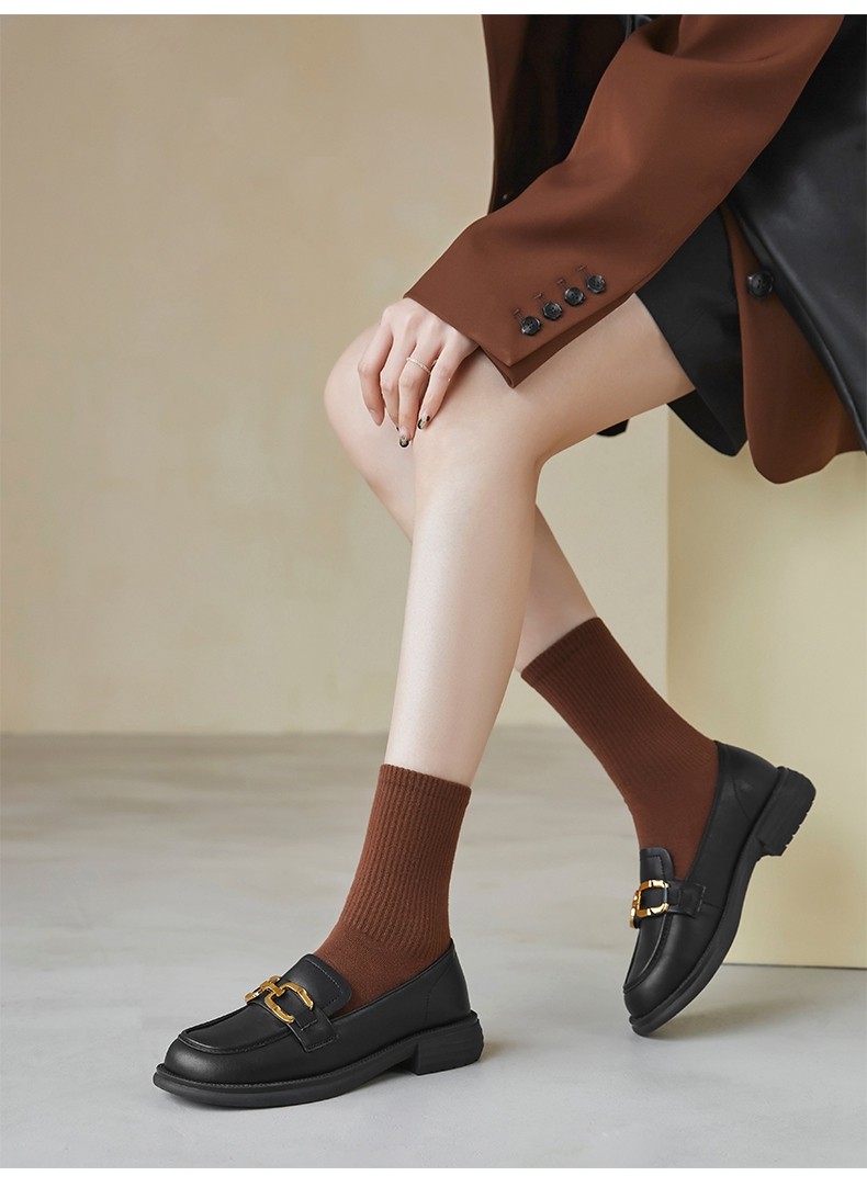 zhr乐福鞋女复古英伦风小皮鞋简约学院风jk单鞋复古森女系一脚蹬女鞋