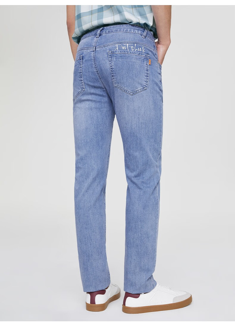 商场同款百斯盾牛仔裤男夏季透气长裤宽松休闲经典直筒裤深蓝色292尺2