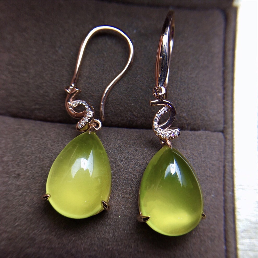 墨辰珠宝天然黄葡萄石耳坠彩色宝石18k金镶嵌裸石152克拉晶体通透附