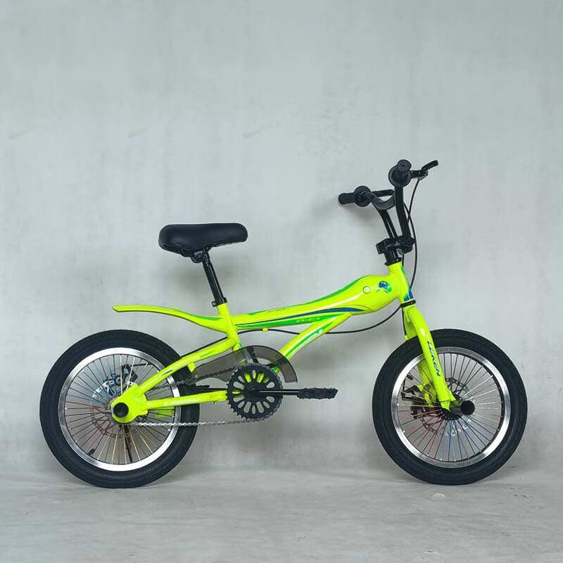 16寸双碟刹小轮车表演车bmx技巧车花式特技车bmx小轮车 明黄色【图片