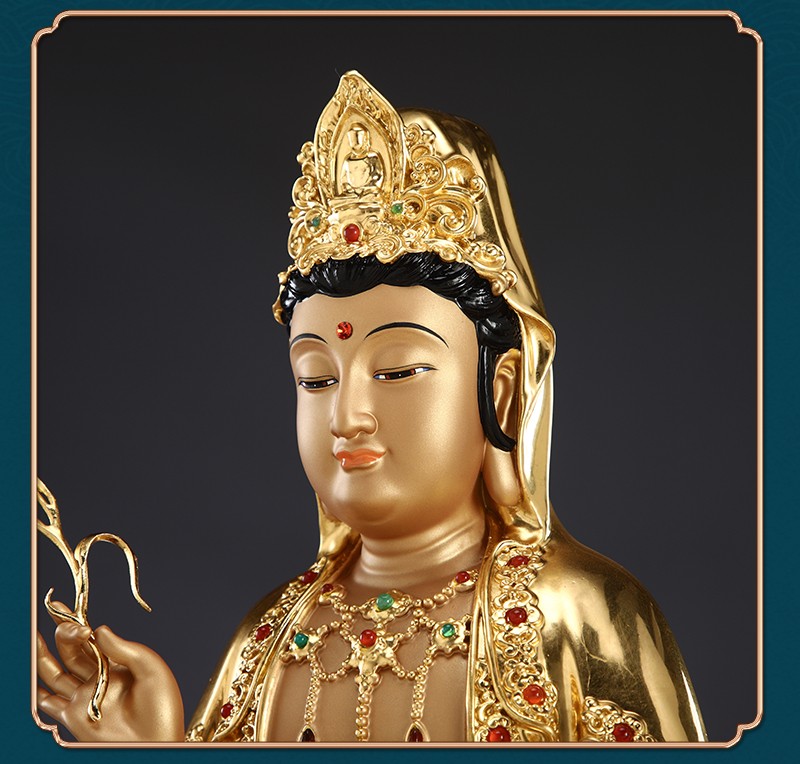 圆通佛具观音佛像台湾全铜手工贴真金释迦牟尼佛观音地藏王菩萨家居