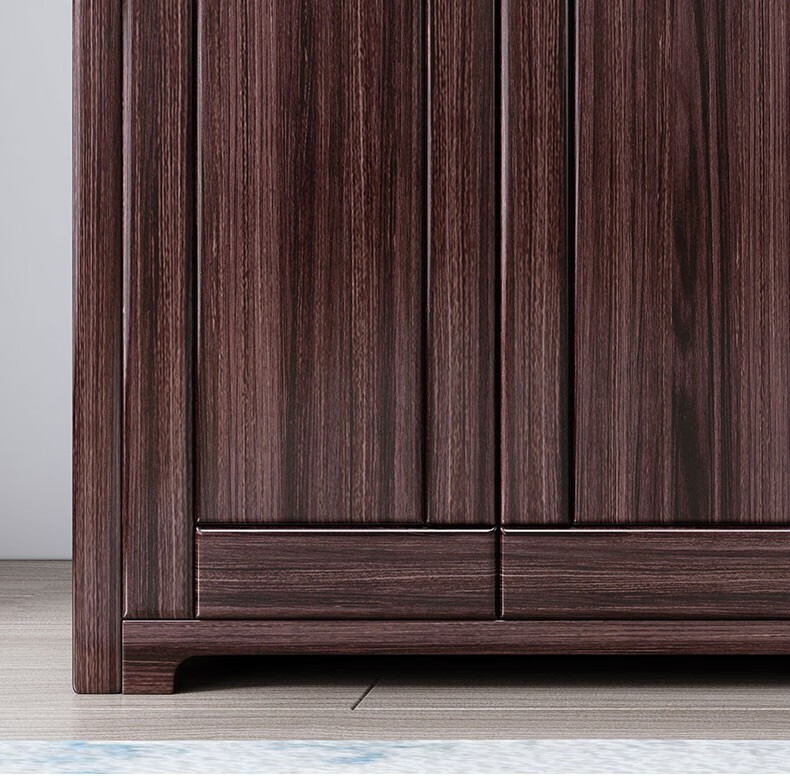 现代简约家用主卧室大衣橱小户型平开门大容量储物家具 金丝檀木衣柜