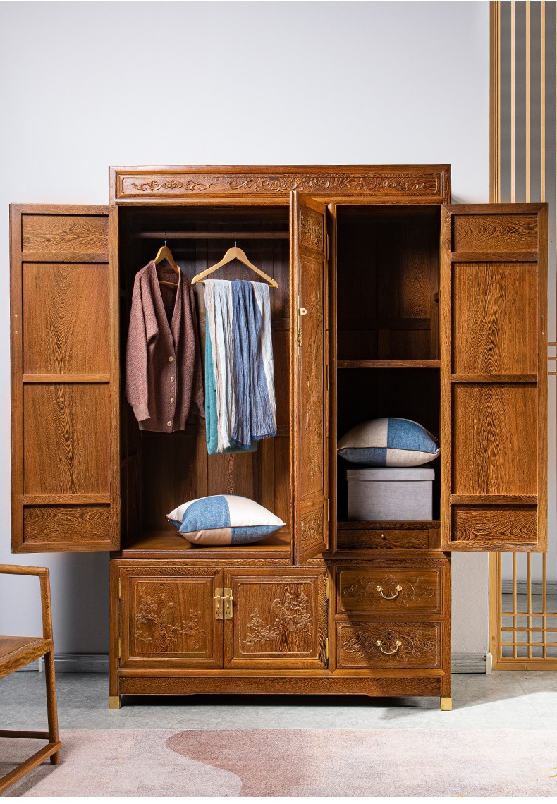 寻古红木家具非洲鸡翅木(学名:非洲崖豆木)衣柜实木中式衣帽间大储物