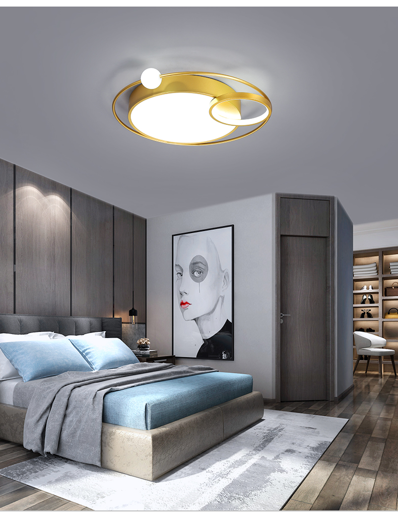 奥克斯卧室灯led吸顶灯圆形北欧简约现代家用房间主卧灯小户型创意