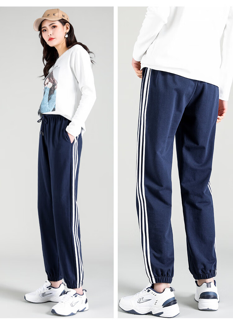 zofurun品牌冰丝运动裤女宽松束脚休闲裤显瘦三条扛薄款韩版休闲灯笼