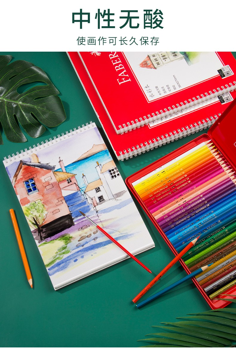 德国辉柏嘉水溶彩铅本8k水彩纸细纹画纸粗纹油性彩铅绘画专用纸初学者