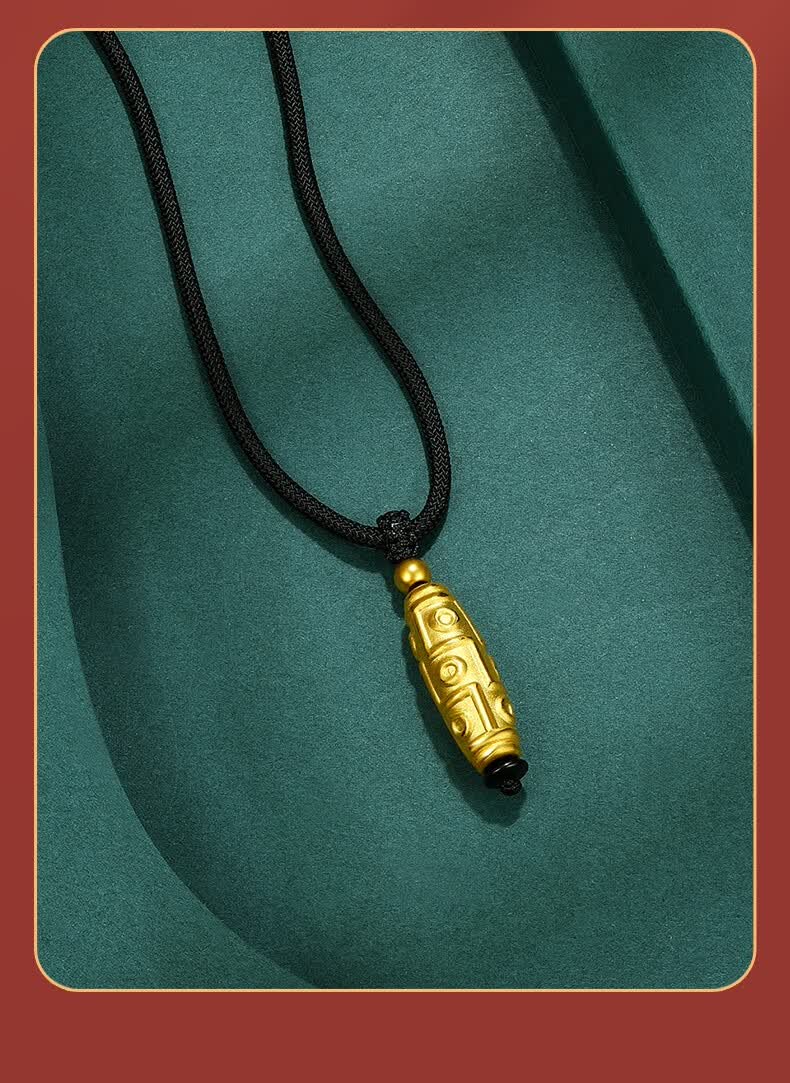 老凤凰九眼天珠 999足金黄金吊坠男金转运珠金坠子女绳子编绳挂绳项链