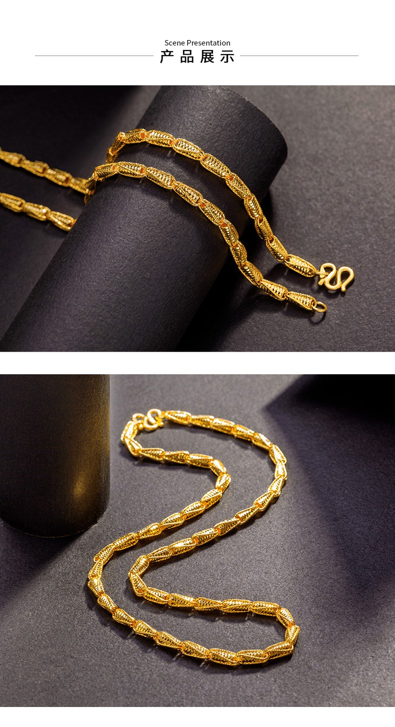 喜金珠宝黄金项链男足金999麦穗项链土豪显粗老板链百搭男士项链2762